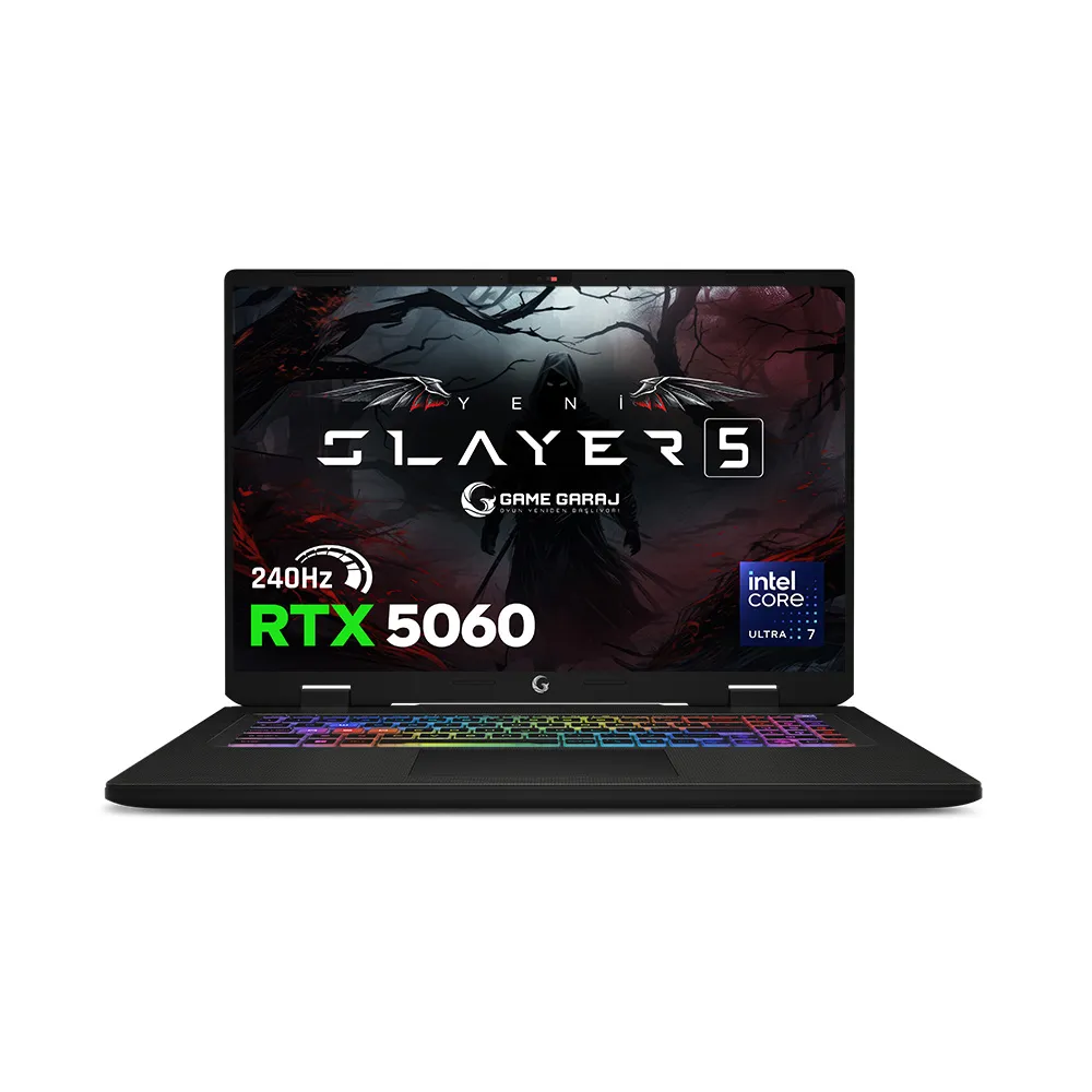 Game Garaj Slayer5 7-5060 Intel Ultra 7 255HX RTX5060 16" QHD+ 240Hz FreeDos Oyuncu Laptop